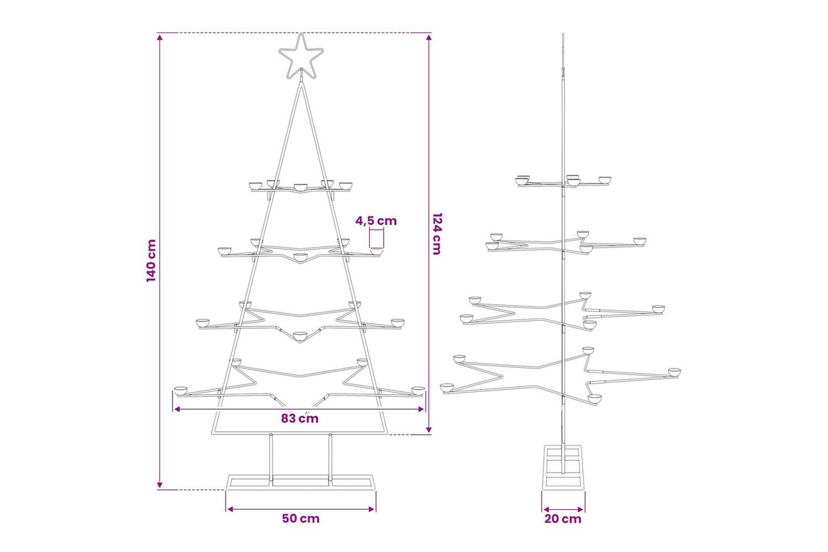 Vidaxl Metal Christmas Tree For Decoration Black 140 Cm-8