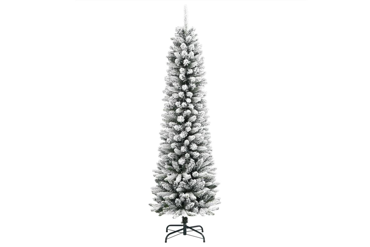 Vidaxl Artificial Slim Christmas Tree With Flocked Snow 120 Cm Pvc-2