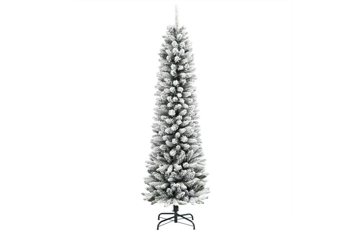 Vidaxl Artificial Slim Christmas Tree With Flocked Snow 180 Cm Pvc-2