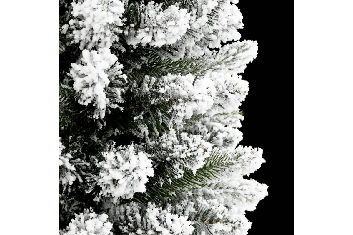 Vidaxl Artificial Slim Christmas Tree With Flocked Snow 210 Cm Pvc-3