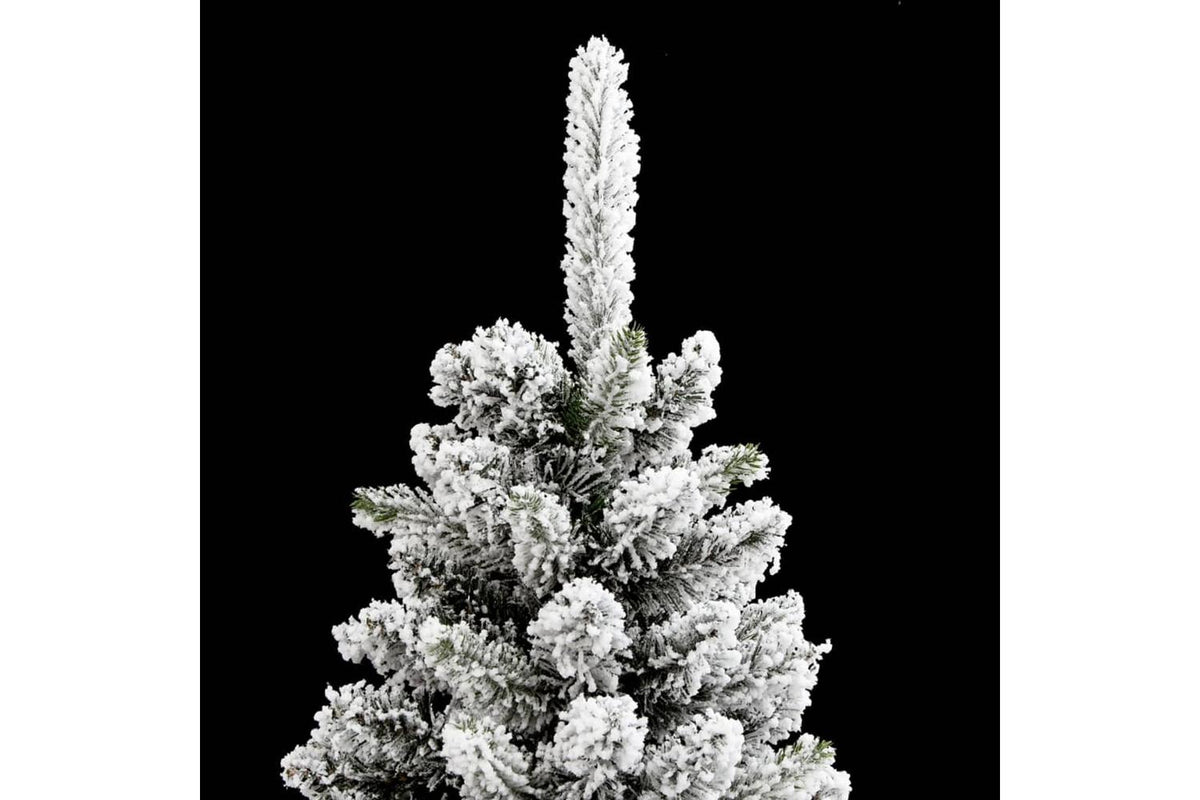 Vidaxl Artificial Slim Christmas Tree With Flocked Snow 210 Cm Pvc-5