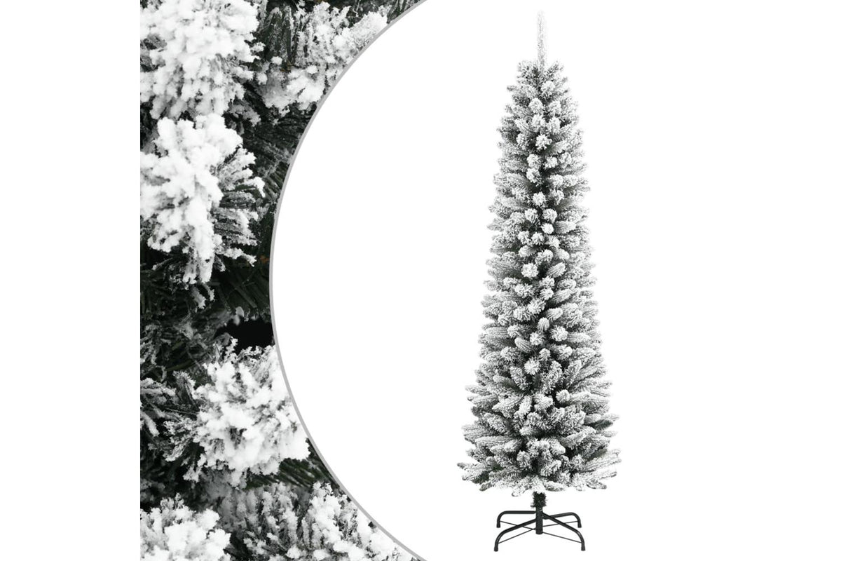 Vidaxl Artificial Slim Christmas Tree With Flocked Snow 240 Cm Pvc