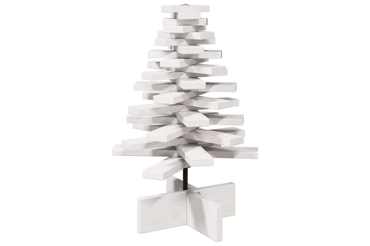 Vidaxl Wooden Christmas Tree For Decoration White 60cm Solid Wood Pine-2