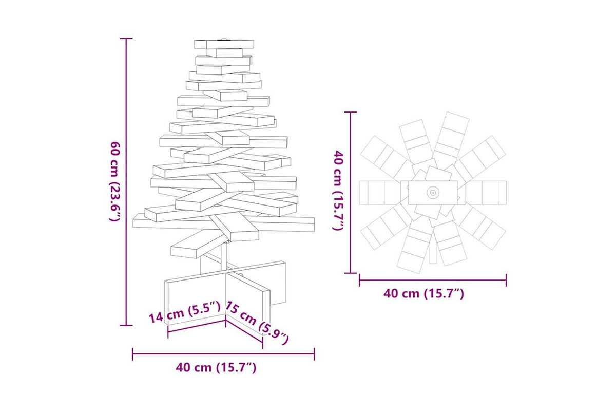 Vidaxl Wooden Christmas Tree For Decoration White 60cm Solid Wood Pine-8