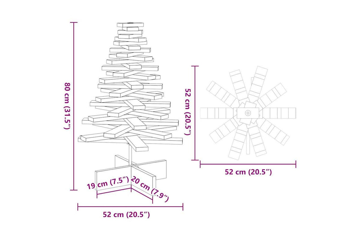 Vidaxl Wooden Christmas Tree For Decoration White 80cm Solid Wood Pine-8