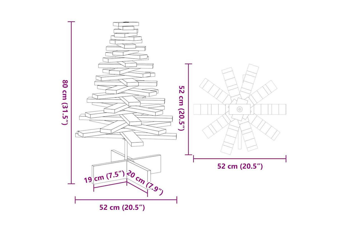 Vidaxl Wooden Christmas Tree For Decoration Wax Brown 80 Cm-8