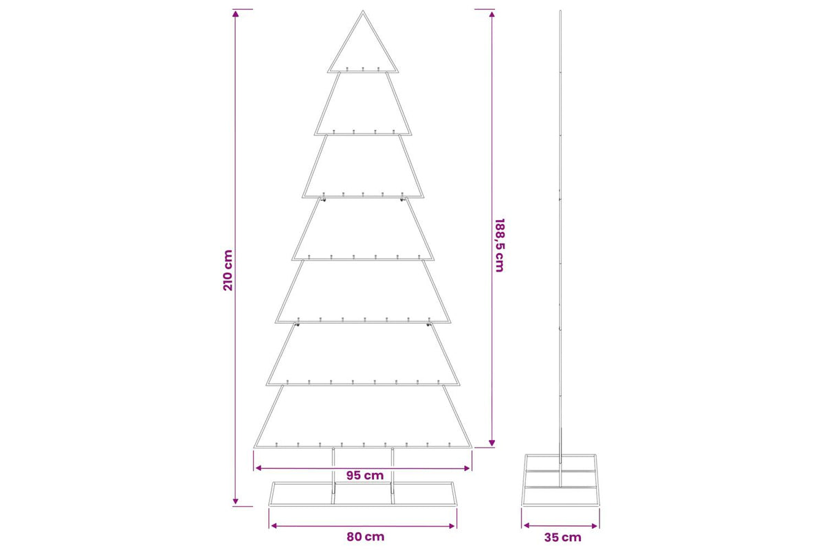 Vidaxl Metal Christmas Tree With Classic Stand Kuopio 210 Cm Steel-7