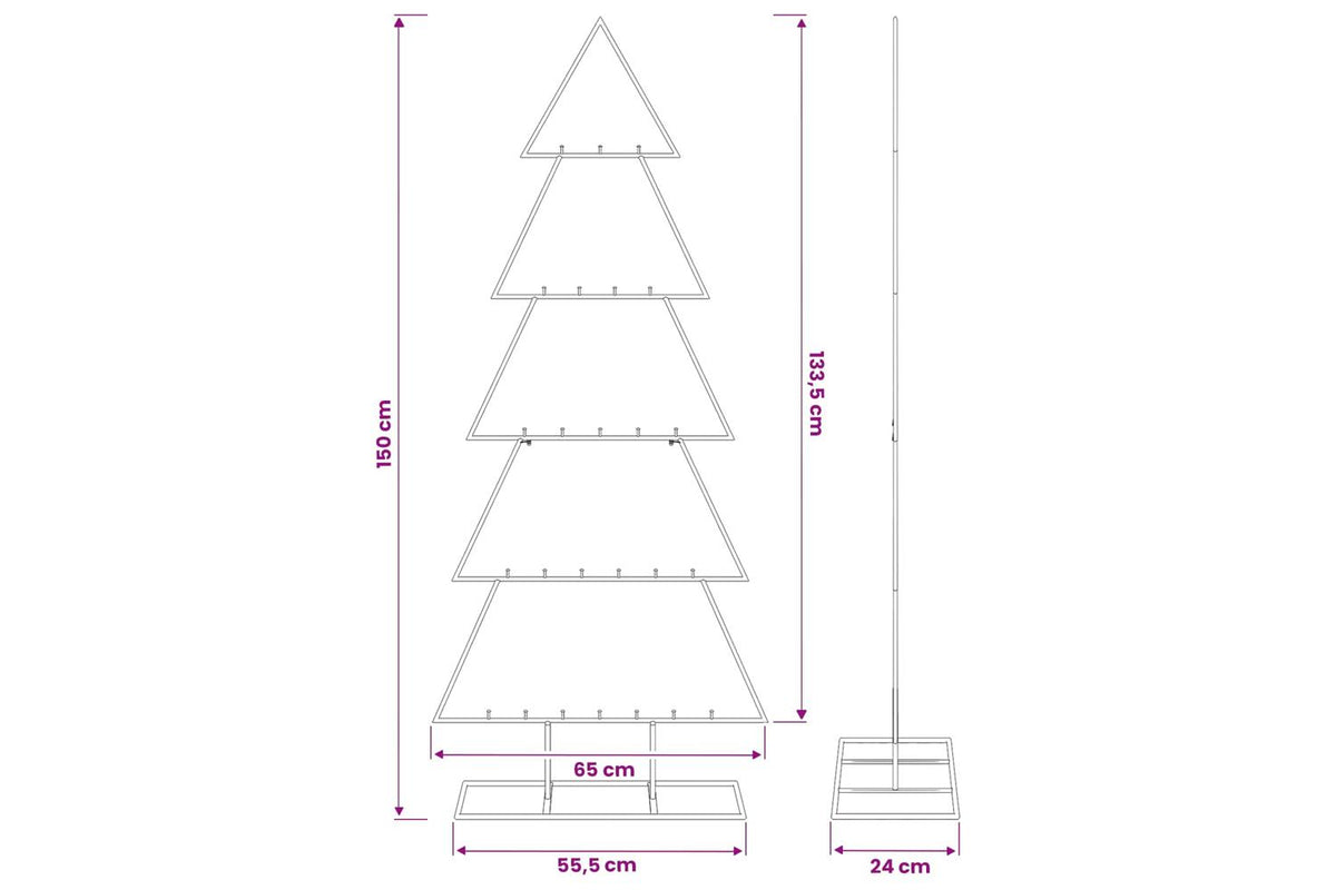 Vidaxl Metal Christmas Tree With Classic Stand Kuopio 150 Cm Steel-7