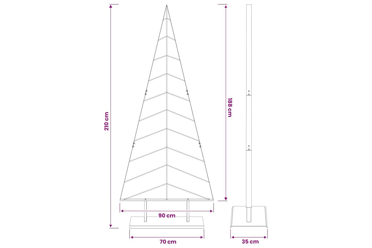 Vidaxl Metal Christmas Tree With Triangle Stand Kuopio 210 Cm Steel-7