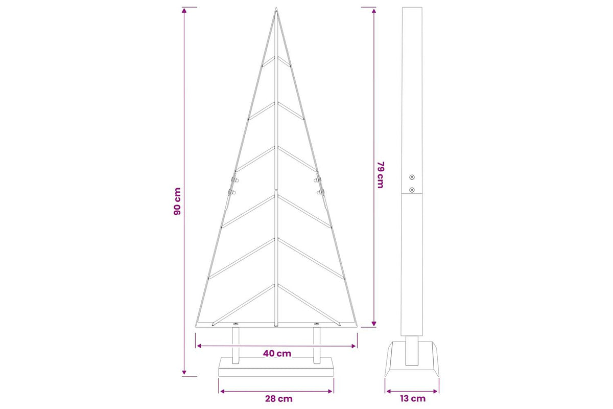 Vidaxl Metal Christmas Tree With Triangle Stand Kuopio 90 Cm Steel-7