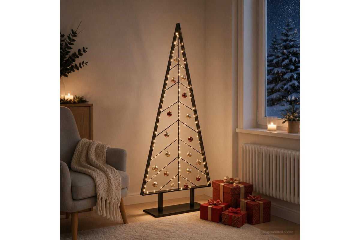 Vidaxl Metal Christmas Tree With Triangle Stand Kuopio 150 Cm Steel-3