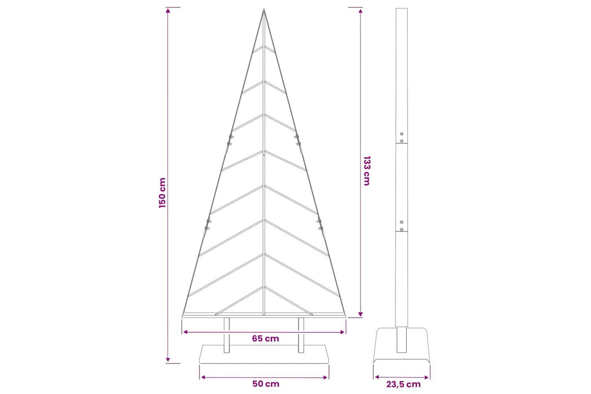 Vidaxl Metal Christmas Tree With Triangle Stand Kuopio 150 Cm Steel-7