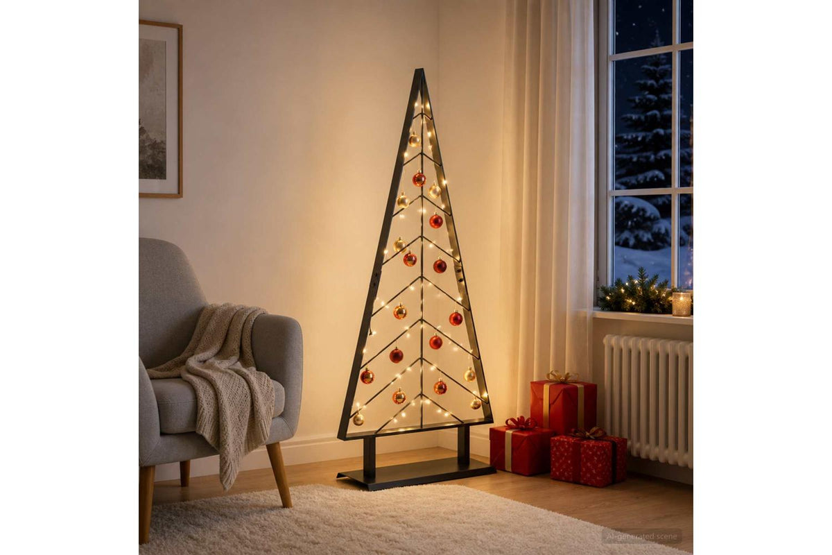 Vidaxl Metal Christmas Tree With Triangle Stand Kuopio 125 Cm Steel-3