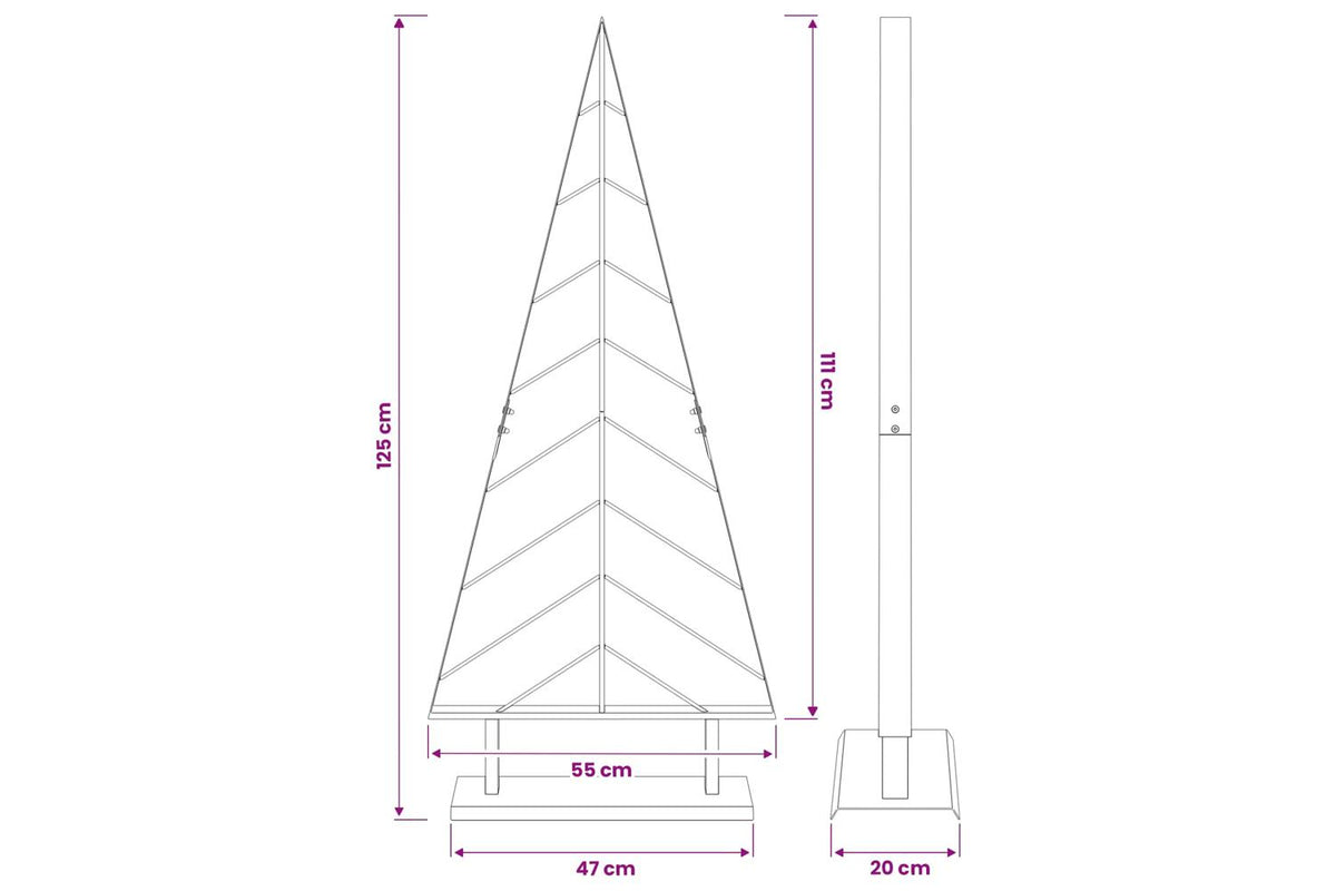 Vidaxl Metal Christmas Tree With Triangle Stand Kuopio 125 Cm Steel-7