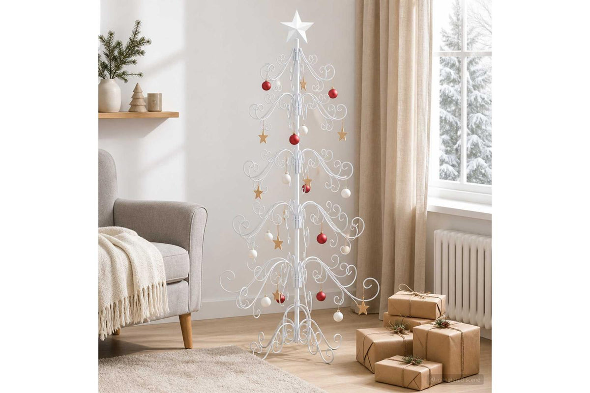 Vidaxl Metal Christmas Tree With Spiral Stand Kuopio 150 Cm Steel-3