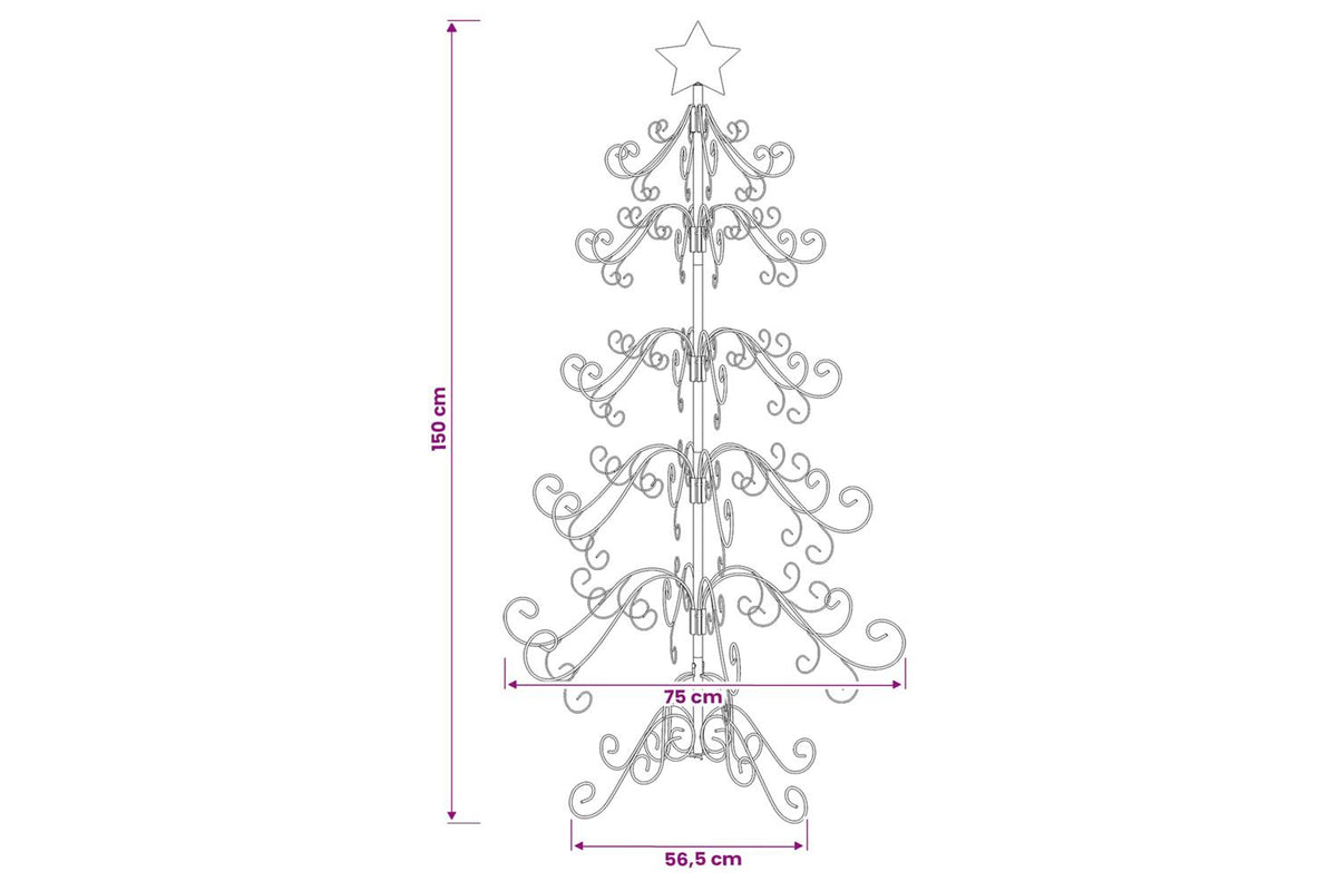 Vidaxl Metal Christmas Tree With Spiral Stand Kuopio 150 Cm Steel-6