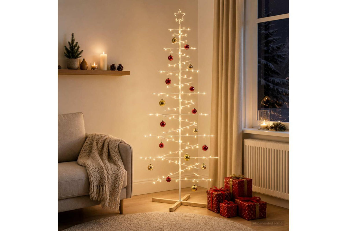 Vidaxl Metal Christmas Tree With Rod Stand Kuopio 210 Cm Steel White-3