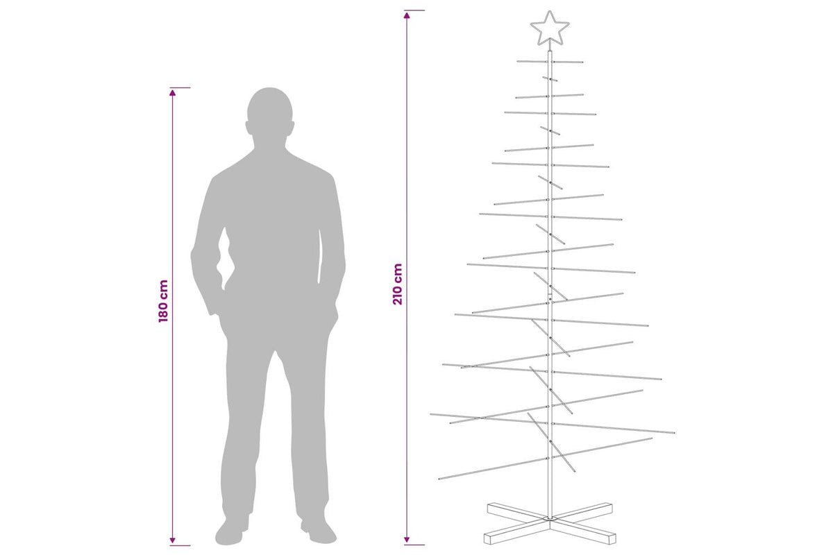Vidaxl Metal Christmas Tree With Rod Stand Kuopio 210 Cm Steel White-8