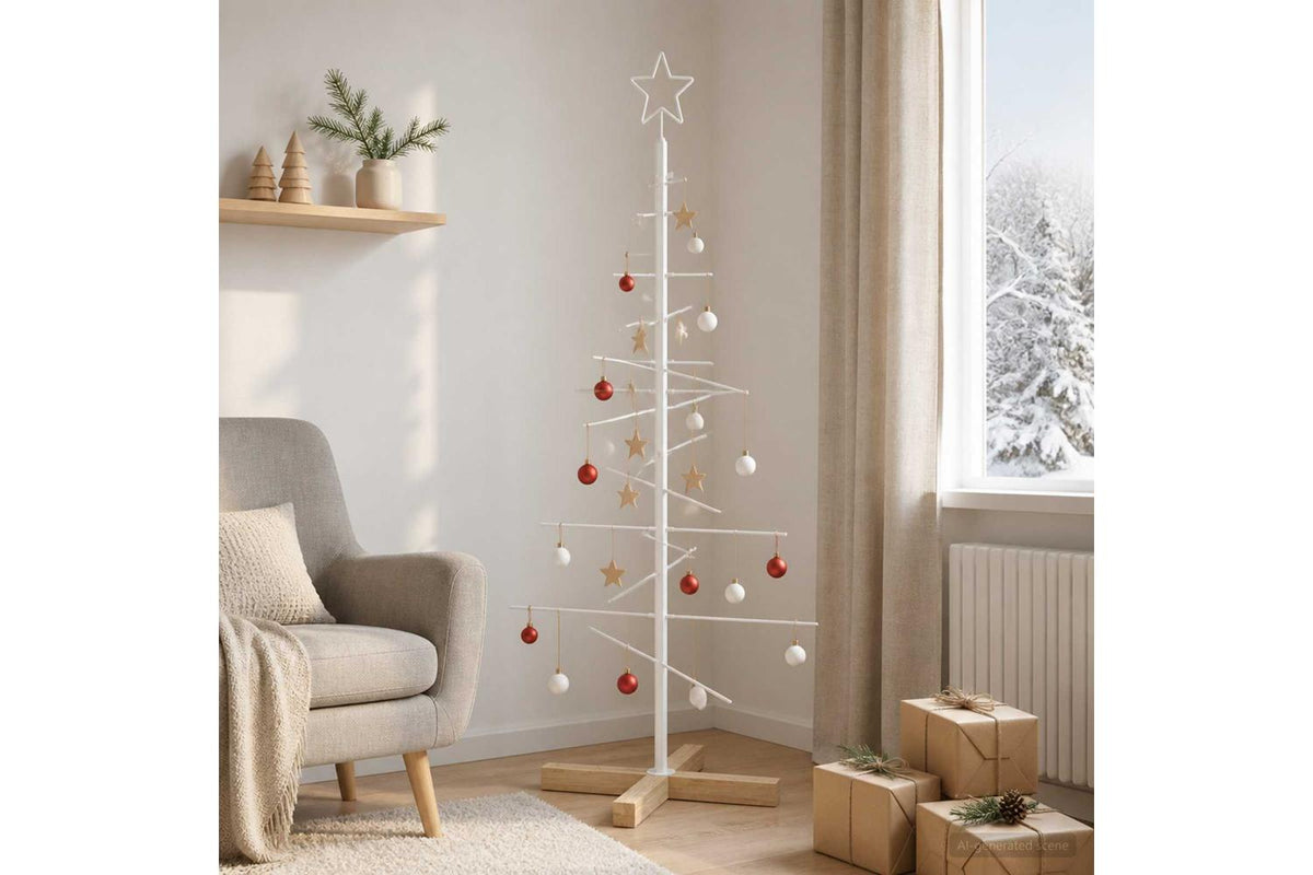 Vidaxl Metal Christmas Tree With Rod Stand Kuopio 120 Cm Steel White-3