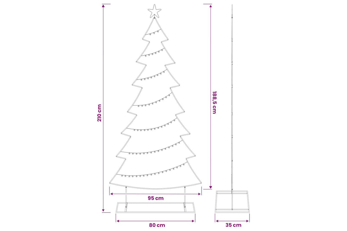 Vidaxl Metal Christmas Tree With Stand Kuopio 210 Cm Steel Gold-7