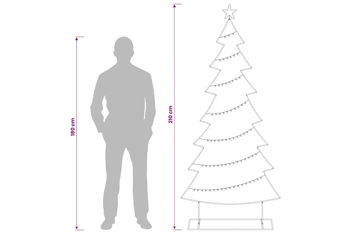 Vidaxl Metal Christmas Tree With Stand Kuopio 210 Cm Steel Gold-8
