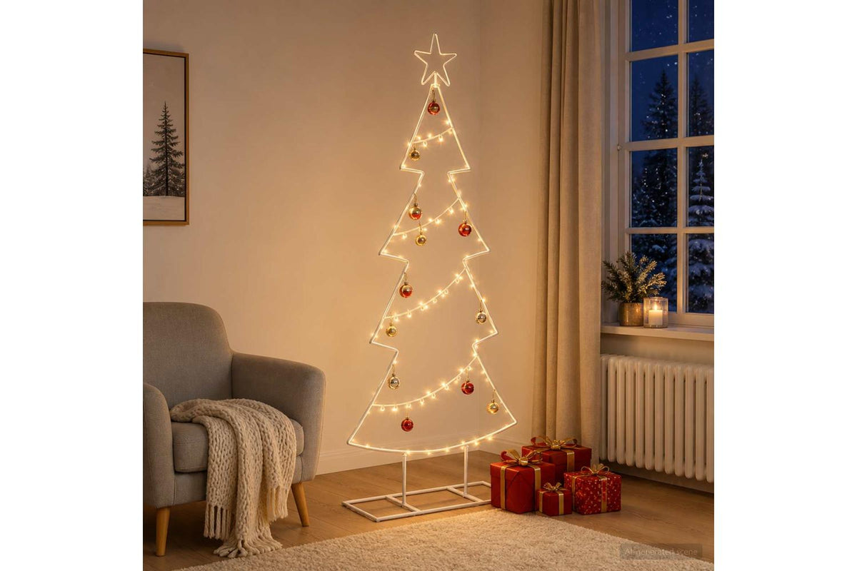 Vidaxl Metal Christmas Tree With Stand Kuopio 125 Cm Steel White-3