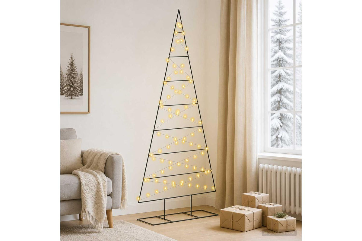Vidaxl Metal Christmas Tree With Triangle Stand Kuopio 210 Cm-3