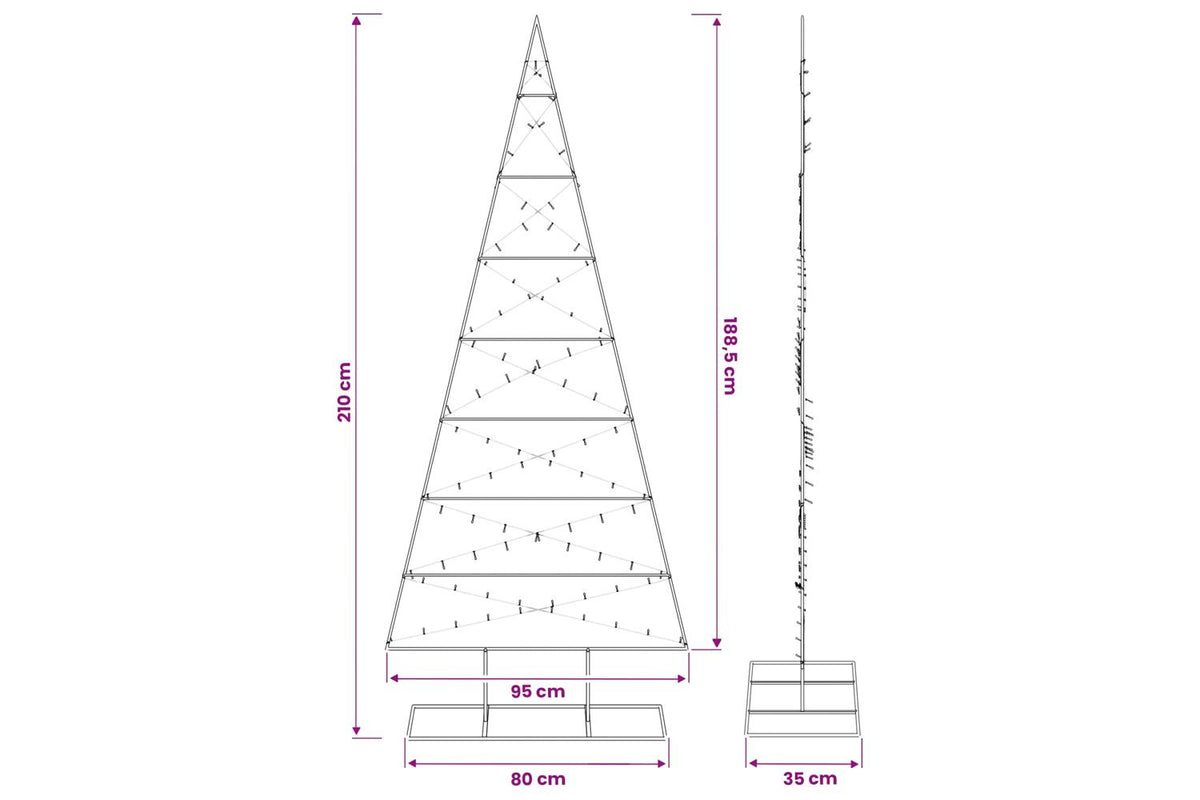 Vidaxl Metal Christmas Tree With Triangle Stand Kuopio 210 Cm-7