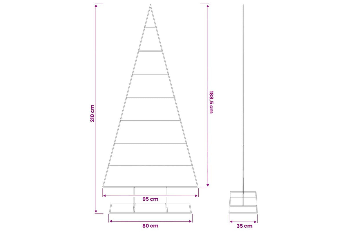 Vidaxl Metal Christmas Tree With Triangle Stand Kuopio 210 Cm Steel-7
