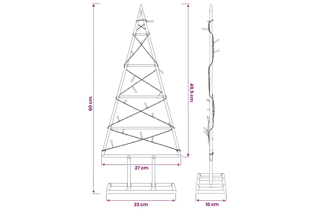 Vidaxl Metal Christmas Tree With Triangle Stand Kuopio 60 Cm-7