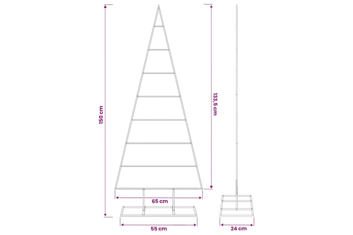 Vidaxl Metal Christmas Tree With Triangle Stand Kuopio 150 Cm Steel-7
