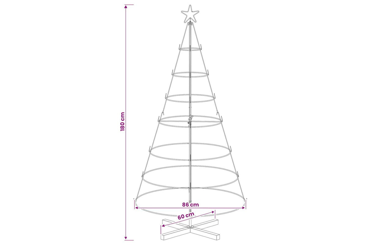 Vidaxl Metal Christmas Tree With Ring Stand Kuopio 180 Cm Steel White-6