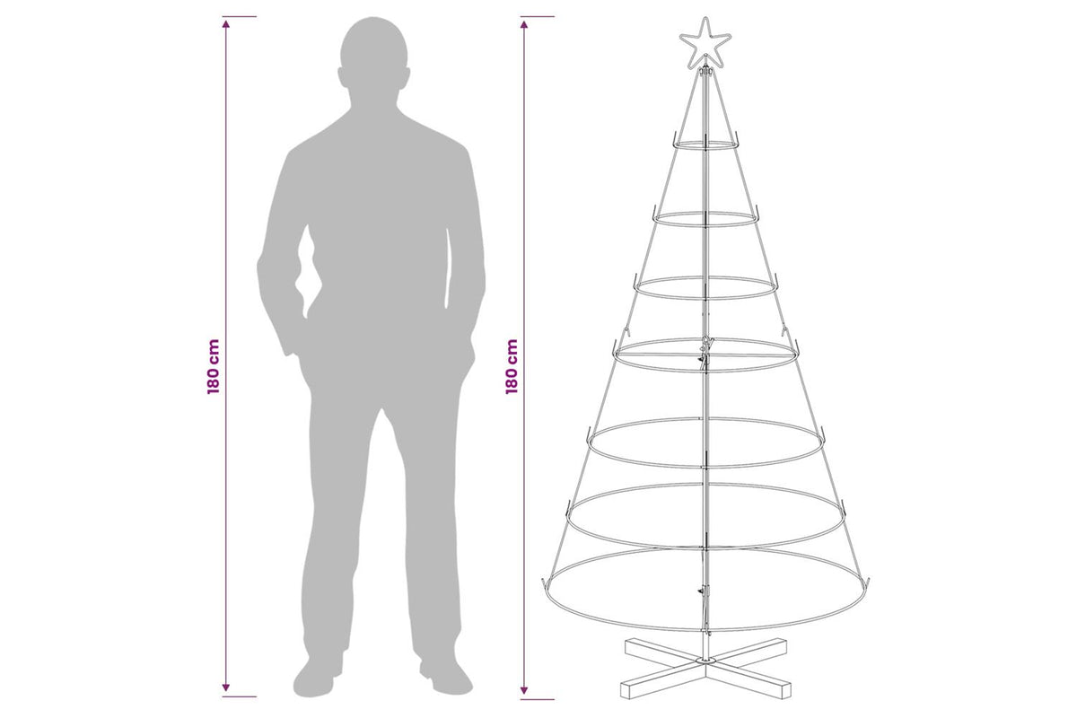 Vidaxl Metal Christmas Tree With Ring Stand Kuopio 180 Cm Steel White-7