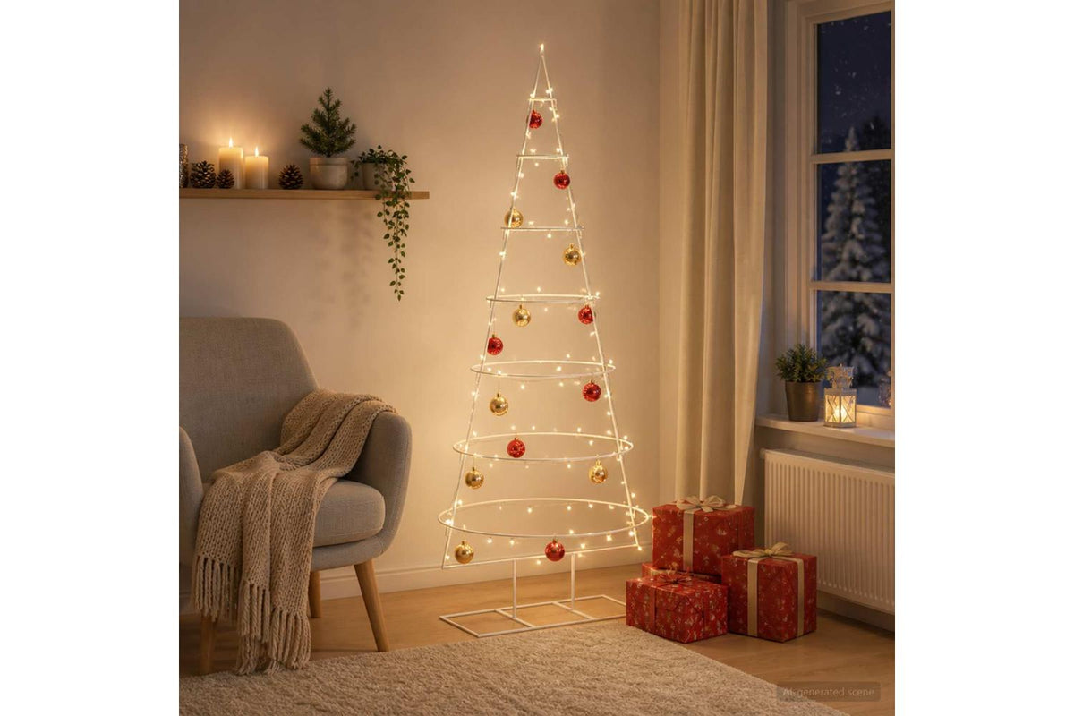Vidaxl Metal Christmas Tree With Stand Kuopio 180 Cm Steel White-3