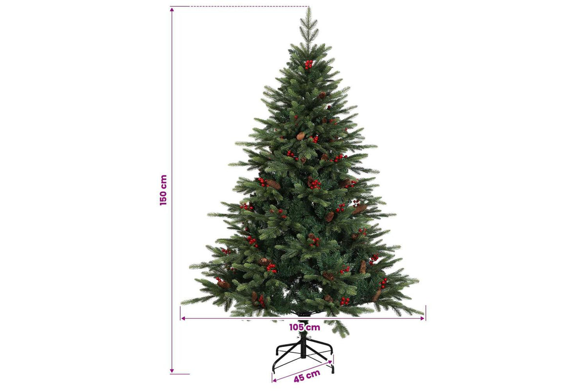 Vidaxl Artificial Hinged Christmas Tree 150 Cm 150 Leds Warm White-10