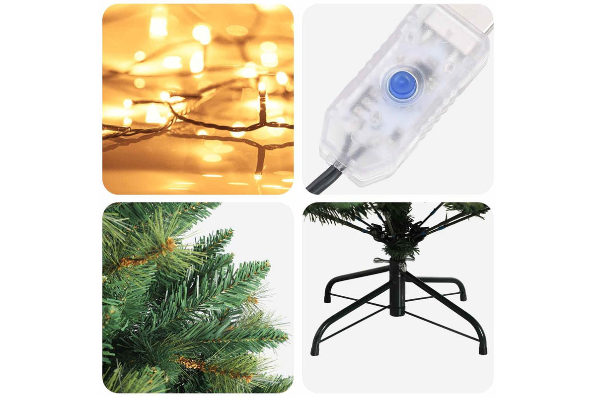 Vidaxl Artificial Hinged Christmas Tree 150 Cm 150 Leds Warm White-7