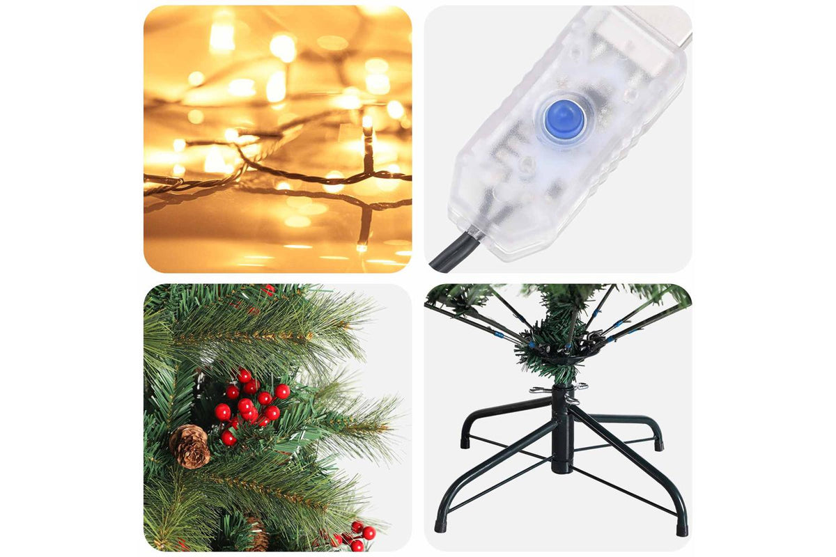 Vidaxl Artificial Hinged Christmas Tree 150 Cm 150 Leds Warm White-7