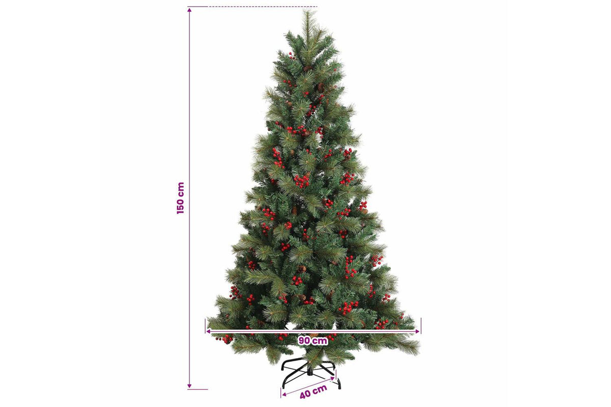 Vidaxl Artificial Hinged Christmas Tree 150 Cm 150 Leds Warm White-10