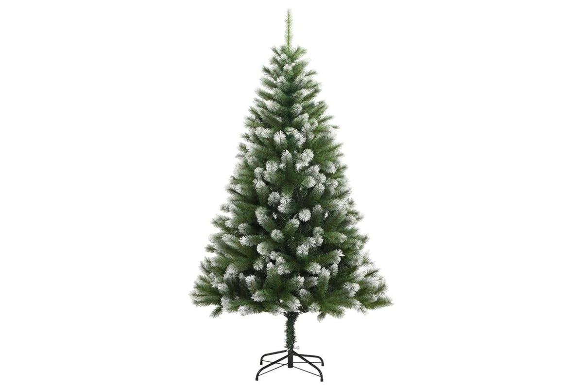 Vidaxl Artificial Hinged Christmas Tree With Flocked Snow 210 Cm-2
