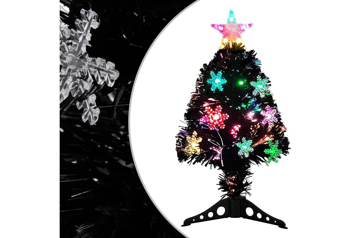 Vidaxl Christmas Tree With Led Snowflakes Black 64 Cm Fibre Optic