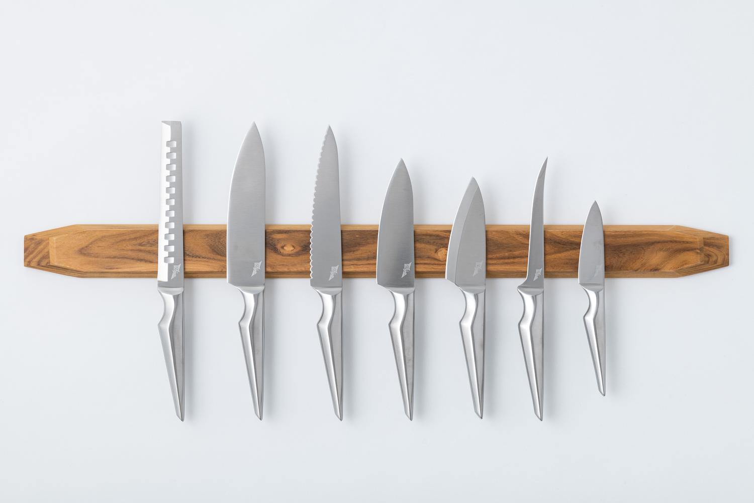 Edge of Belgravia Hexagon Magnetic Teak Wood Knife Rack | Large-2
