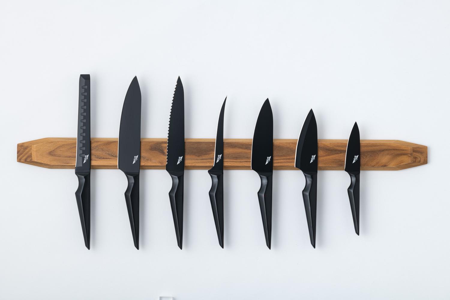 Edge of Belgravia Hexagon Magnetic Teak Wood Knife Rack | Large-3