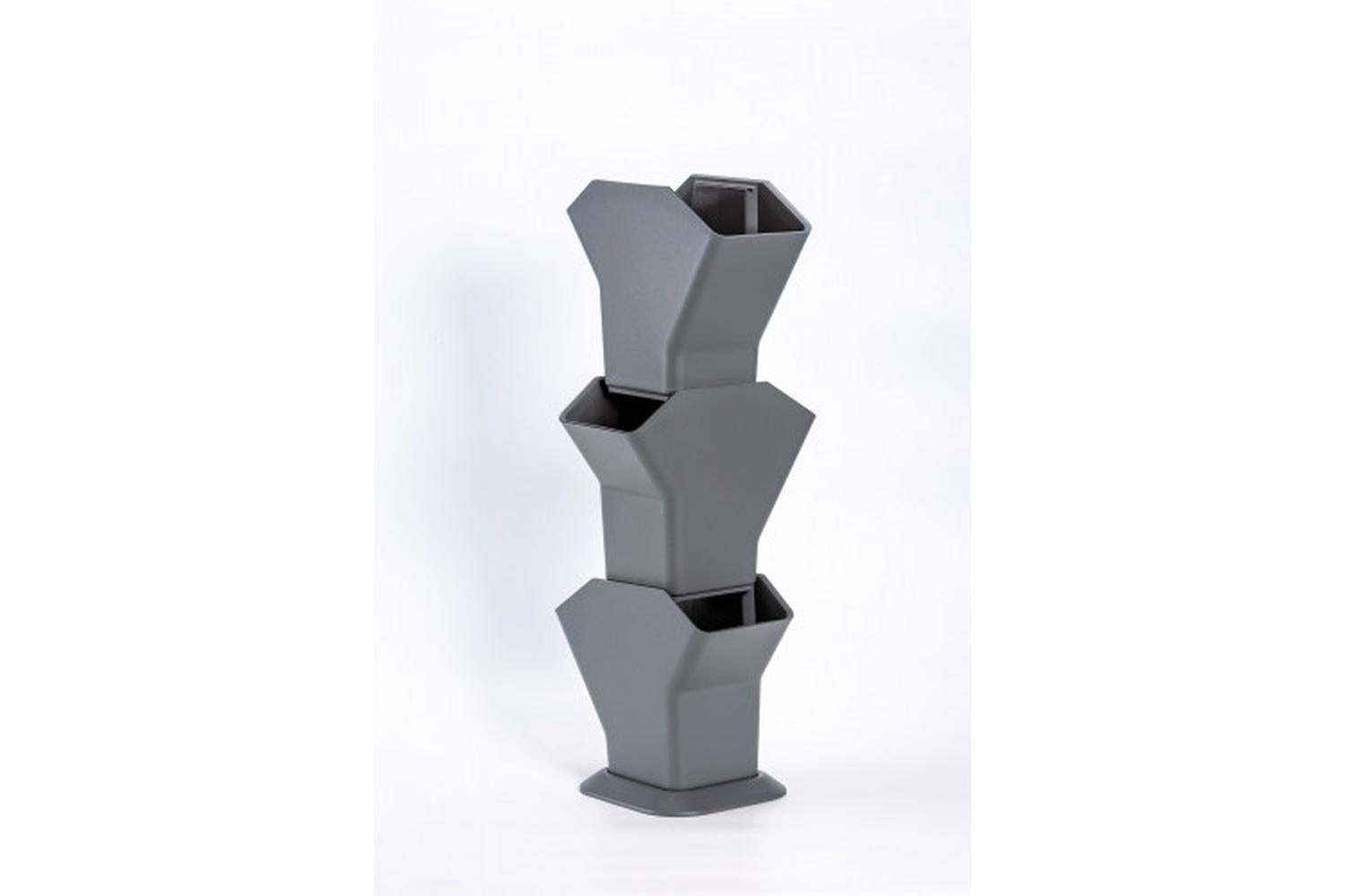 Plastia Tree Vertical Self-Watering Flower Pot | Grey | Set of 3 | 31.3cm