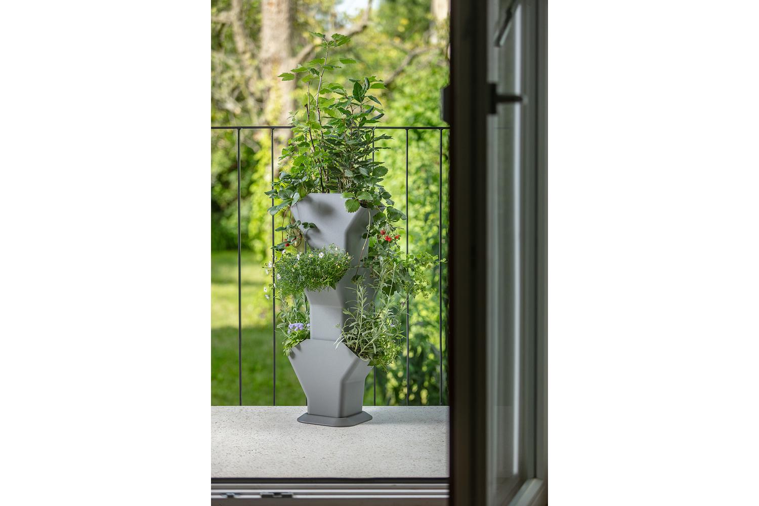 Plastia Tree Vertical Self-Watering Flower Pot | Grey | Set of 3 | 31.3cm-5