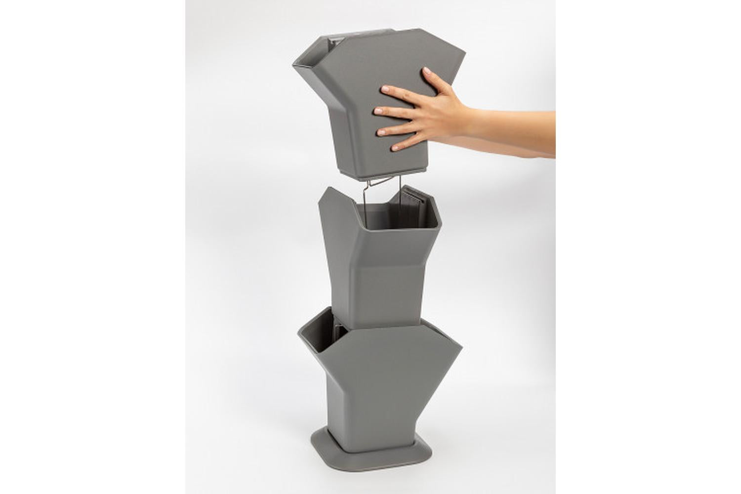 Plastia Tree Vertical Self-Watering Flower Pot | Grey | Set of 3 | 31.3cm-9