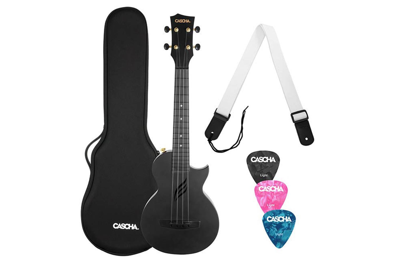 Cascha Hh 2258 - Carbon Fibre Concert Ukulele Pack Black