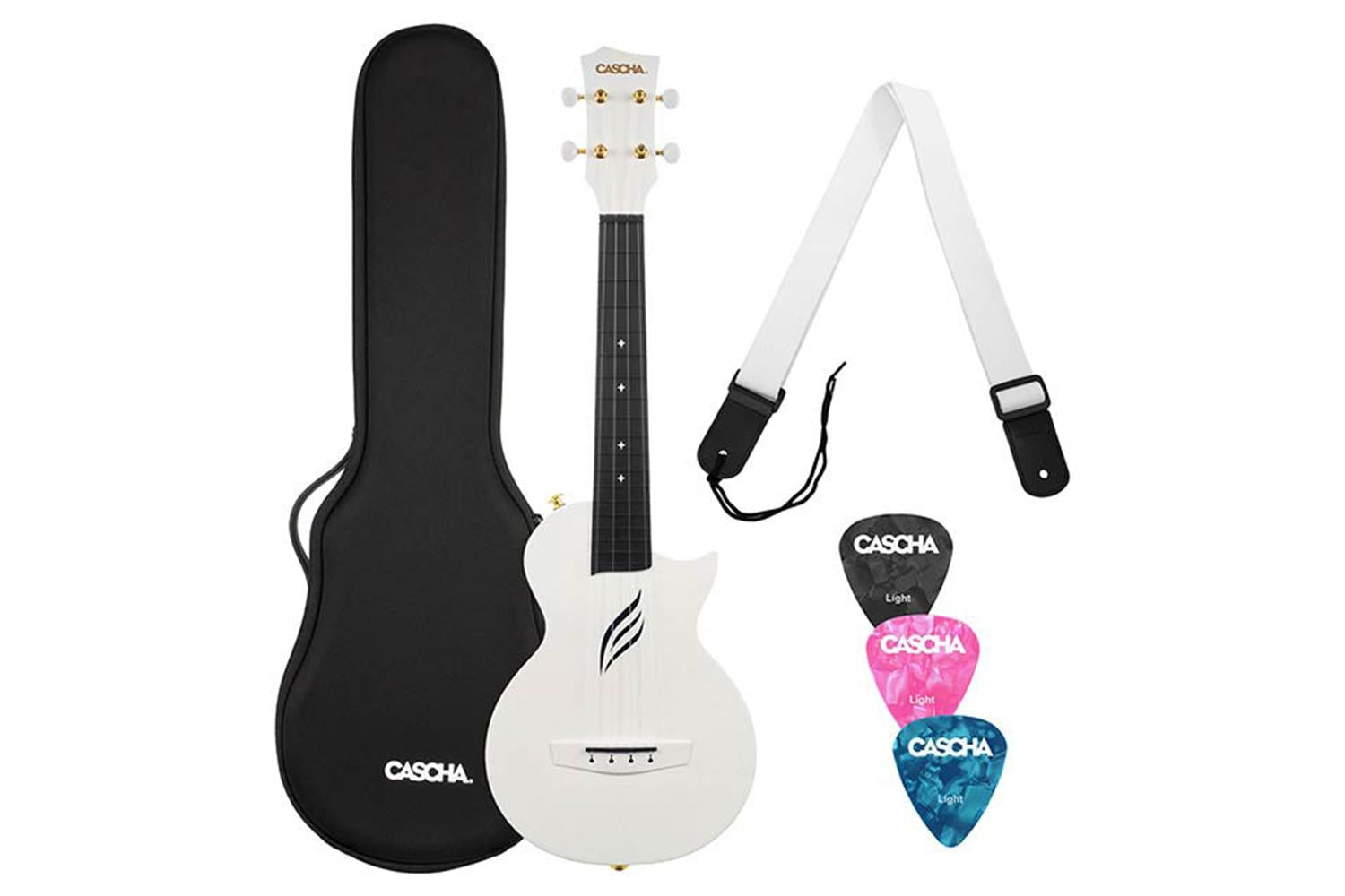 Cascha Hh 2286 - Carbon Fibre Concert Ukulele Pack- White