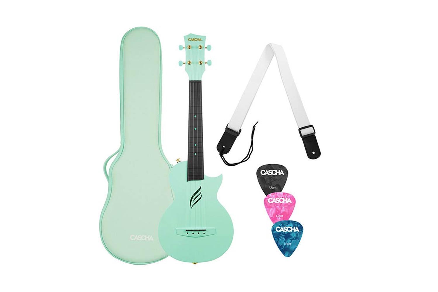 Cascha Hh 2288 - Carbon Fibre Concert Ukulele Set With Softcase, Strap And 3 Picks - Mint