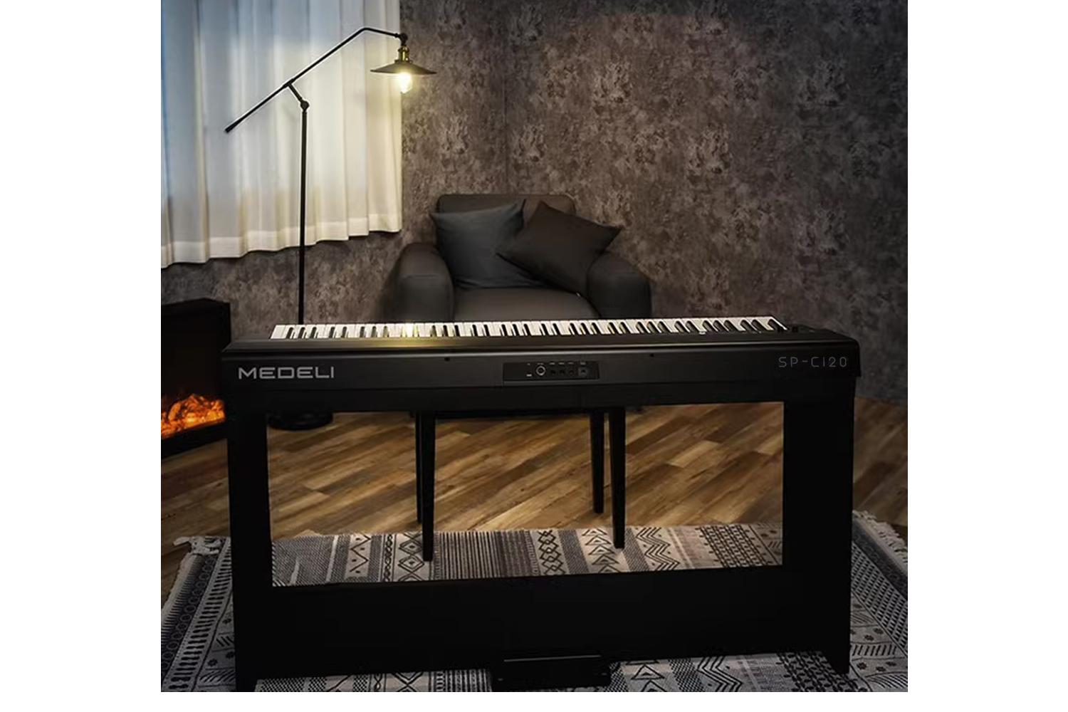 Medeli Sp-c120 Complete Digital Piano Package With Stand & Pedals - Black-2