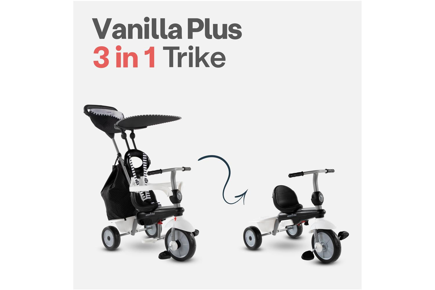 Smartrike 4-in-1 Vanilla Plus Toddler Tricycle | Black & White-2